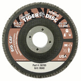 Tiger Big Cat High Density Flap Disc, 4-1/2 in dia, 80 Grit, 7/8 in Arbor, 12,000 RPM, Type 27