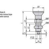 Kipp Spring Plunger,M12x1.5,Steel K0338.2206