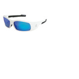 Swagger SR1 Series Safety Glasses, Blue Diamond Mirror Lens, White Frame