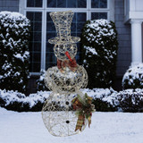 Alpine 36 In. Warm White LED Gold Mesh Snowman Lighted Decoration