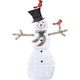 Alpine 74 In. Cool White LED Mesh Cloth Snowman Lighted Decoration CHT892