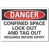 Lyle Confined Space Danger Rflctv Lbl,3.5x5in LCU4-0667-RD_5X3.5