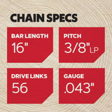 Oregon R56 AdvanceCut Chainsaw Chain for 16 In. Bar - 56 Drive Links R56 706159