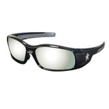 Swagger Safety Glasses, Silver Mirror Lens, Duramass Hard Coat, Black Frame