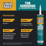 Liquid Nails VOC 10 Oz. Tub Surround & Shower Wall Adhesive LN715 266256