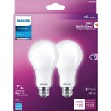 Philips Ultra Definition 75W Equivalent Daylight A21 Medium LED Light Bulb, Frosted (2-Pack)