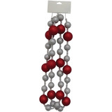 Youngcraft 6 Ft. Silver & Red Glitter Ball Garland GB-20 Pack of 6