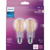 Philips Ultra Definition 100W Equivalent Daylight A21 Medium Dimmable LED Light Bulb, Clear (2-Pack)