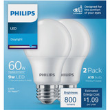 Philips EyeComfort 60W Equivalent Daylight A19 Medium LED Light Bulb (2-Pack)