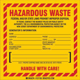 Brady DOT Handling Label,Waste,6" Label W,PK50 121156