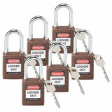Brady Lockout Padlock,KA,Brown,1-3/4"H,PK6 118948