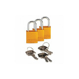 Brady Lockout Padlock,KA,Yellow,1-7/16"H,PK3 133282