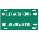 Brady Pipe Marker,Chilled Water Return,10in H 4023-G