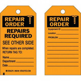 Brady Rpr Ord Tag,5-3/4 x 3 In,Bk/Orn,Brs,PK10 86449