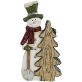 Alpine Snowman and Wood-like Tree Statue with LED Lights and Timer BEH276HH
