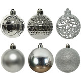 Decoris 2.4 In. Shatterproof Silver Bauble Christmas Ornament (37-Pack)