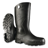 Chesapeake Rubber Boots, Plain Toe, Unisex 12, 16 in Boot, PVC, Black