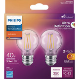 Philips Ultra Definition 40W Equivalent Soft White G16.5 Medium LED Decorative Light Bulb (2-Pack)