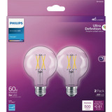 Philips Ultra Definition 60W Equivalent Daylight G25 Medium LED Decorative Light Bulb (2-Pack)