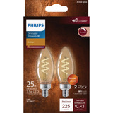 Philips Vintage 25W Equivalent Amber B11 Medium LED Decorative Light Bulb