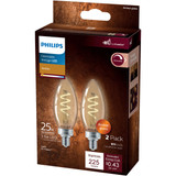 Philips Vintage 25W Equivalent Amber B11 Medium LED Decorative Light Bulb 565804 559957