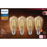 Philips Vintage 75W Equivalent Amber ST19 Medium LED Decorative Light Bulb (4-Pack)