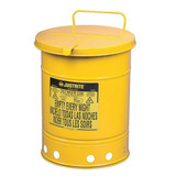 Justrite Oily Waste Can,21 Gal.,Steel,Yellow 09711