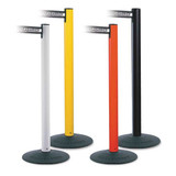 Tensabarrier Barrier Post with Belt,PVC,Yellow 875-35-STD-NO-YAX-C