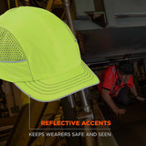 Ergodyne Bump Cap,Baseball,Hi-Vis Green 8950