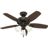 Hunter Builder Small Room 42 In. New Bronze Ceiling Fan with Light Kit 52107