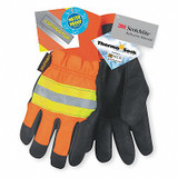 Mcr Safety Leather Gloves,Black/Orange,S,PR 34411S