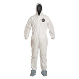 Dupont Hooded Coveralls,4XL,White,SMS,PK25 PB122SWH4X002500