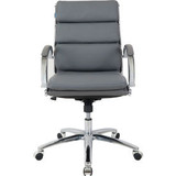 Interion Antimicrobial Bonded Leather Modern Ribbed Executive Chair Charcoal Gra
