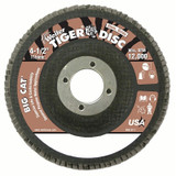 Tiger Big Cat High Density Flap Disc, 4-1/2 in dia, 40 Grit, 7/8 in Arbor, 12000 rpm, Type 27