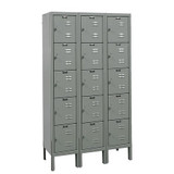 Hallowell Box Locker,Louvered,3 Wide, 5 Tier,Gray U3226-5A-HG