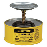 Justrite Plunger Can,1 qt.,Steel,Yellow 10118