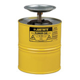 Justrite Plunger Can,1 Gal.,Steel,Yellow 10318