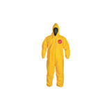 Tychem 2000 Coverall, Serged Seams, Attached Hood, Elastic Wrists and Ankles, Zipper Front, Storm Flap, Yellow, 3X-Large