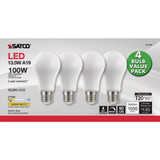 Satco Nuvo 100W Equivalent Warm White A19 Medium Frosted LED Light Bulb (4-Pack)