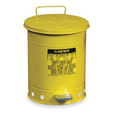 Justrite Oily Waste Can,14 Gal.,Steel,Yellow  09501