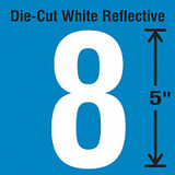 Stranco Die-Cut Reflective Number Label, 8,PK5 DWR-5-8-5
