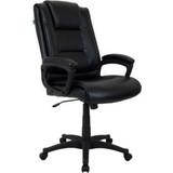 Interion Antimicrobial Bonded Leather Executive Office Chair With Arms Black