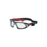 Rush+ Series Safety Glasses, Clear Lens, Anti-Fog,Anti-Scratch, Polycarbonate, Black/Red Frame