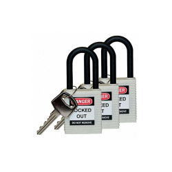 Brady Lockout Padlock,KA,White,1-3/4"H,PK3 123341