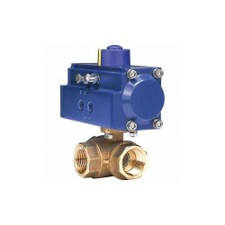 Dynaquip Controls Ball Valve,1 In NPT,Double Acting,Brass  PYHG5AUDA052A
