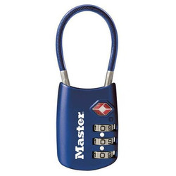 Master Lock Luggage Padlock,1 2/3 in,Oval,Blue 4688DBLU