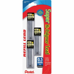 Pentel Super Hi-Polymer Leads - 0.5 mmFine Point - HB - Graphite - 3 / Pack