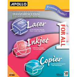 Apollo Overhead Projector Transparency Film - Letter - 8 1/2" x 11" - 50 / Box