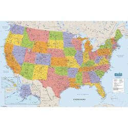House of Doolittle Laminated United States Map - 50" Width x 33" Height - Multi