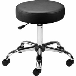 Lorell Backless Pneumatic-Lift Stool - Vinyl Seat - 5-star Base - Black - 1 Each